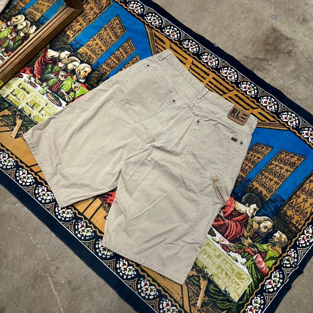 Ralph Lauren carpenter shorts Size 32 Embroidered leather tab Baggy wide leg y2k - Picture 3 of 7